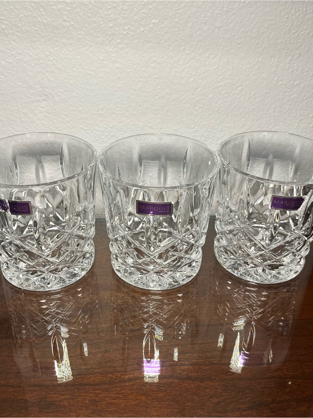 SET OF 3 Marquis by Waterford Markham Double Old Fashion Crystal Glasses NEW - Picture 7 of 15